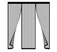 Cortina Mosquitera Magnetica 115x145cm Mosquiteras Enrollables Magnética Automático Cierra Automáticamente para Puertas Correderas/Balcones/Terraza Negro