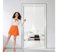 Cortina Mosquitera Magnética 120 x 235 cm Fácil de Instalar, No Requiere Herramientas Mosquitera Magnética Resistente para Puerta Exterior de Balcón Patio, Blanco