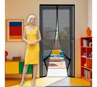 Cortina Mosquitera Magnética 127 x 252 cm Varios Tallas Mosquitera Magnetica Puerta Mantiene El Aire Fresco para Puertas de Salón Balcón Corredor, Negro