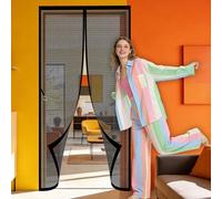 Cortina Mosquitera Magnética 127 x 275 cm Imanes para Un Autocierre Cortina Mosquitera Puerta Resistente a La Rotura, Resistente para Puerta Exterior de Balcón Patio, Negro