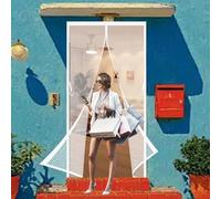 Cortina Mosquitera Magnetica 130 x 160 cm Cierre Automático, sin Taladrar Mosquiteras para Puertas Fácil de Instalar, Antimosquitos, Malla Fina Adiós a Los Mosquitos, Blanco