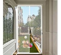 Cortina Mosquitera Magnetica 140 x 150 cm con Imanes, Cierra Automáticamente Mosquitera para Puerta Fácil de Instalar, Antimosquitos, Malla Fina Adiós a Los Mosquitos, Blanco