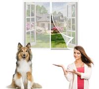 Cortina Mosquitera Magnética 145 x 105 cm de Puerta Cinta Trasera Ultra-Stick Malla de Pantalla de Insectos para Todo Tipo de Ventanas, Blanco