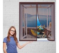 Cortina Mosquitera Magnética 150 x 85 cm sin Perforación Pantalla Malla Magnética Que Evita El Paso de Insectos para Ventanas Puertas de Todos Tamaños, Marrón
