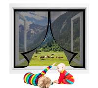 Cortina Mosquitera Magnetica 153 x 206 cm sin Taladrar Mosquiteras con Imán para Ventana Abatible Cierre Magnético de Arriba a Abajo para Todas Las Puertas y Ventanas, Negro