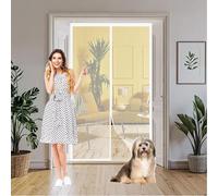 Cortina Mosquitera Magnetica 153 x 223 cm Cierre Automático, sin Taladrar Mosquiteras para Puertas Fácil Instalación, Mantiene El Aire Fresco Adiós a Los Mosquitos, Blanco