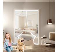 Cortina Mosquitera Magnetica 175 x 190 cm Cierre Automático, sin Taladrar, Antimosquitos, Fácil Instalación, Mosquitera Magnético para Puerta de Balcón, Puerta de Patio, Blanco