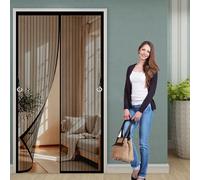 Cortina Mosquitera Magnetica 191 x 225 cm Malla Super Fina, Cierre Automático Cortina Contra Mosquitos Fácil Instalación con Cinta Mágica para Salón Balcone Corredor, Negro