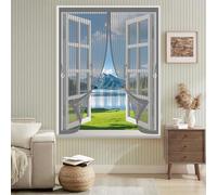 Cortina Mosquitera Magnética 50 x 50 cm Cierre Automático de Arriba a Abajo, Mantiene El Aire Fresco Dentro y Los Bichos Fuera Cortina Mosquiteras para Todas Las Ventana, Gris
