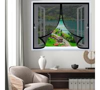 Cortina Mosquitera Magnética 50 x 50 cm Varios Tallas, Cierre Automático, No Requiere Herramientas, Mantiene El Aire Fresco Cortinas Mosquiteras para Todas Las Ventana, Negro