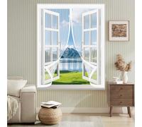 Cortina Mosquitera Magnética 50 x 55 cm Cierre Automático de Arriba a Abajo, Mantiene El Aire Fresco Dentro y Los Bichos Fuera Cortina Mosquiteras para Todas Las Ventana, Blanco