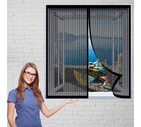 Cortina Mosquitera Magnética 55 x 110 cm sin Perforación Malla de Pantalla de Insectos Protección Contra Insectos para Ventanas de Puertas de Cortina, Negro