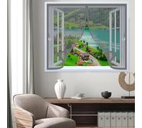 Cortina Mosquitera Magnética 55 x 60 cm Varios Tallas, Cierre Automático, No Requiere Herramientas, Mantiene El Aire Fresco Cortinas Mosquiteras para Todas Las Ventana, Gris