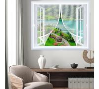 Cortina Mosquitera Magnética 55 x 60 cm Varios Tallas, Cierre Automático, No Requiere Herramientas, Mantiene El Aire Fresco Cortinas Mosquiteras para Todas Las Ventana, Blanco