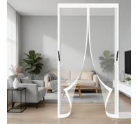 Cortina Mosquitera Magnetica 65 x 190 cm Cierre Automático con Imanes Potentes Resistente a La Rotura Transpirables Cortina Magnética de Puerta para Puertas Del Balcón, Blanco