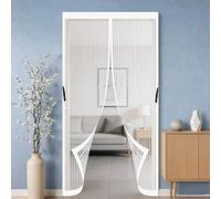 Cortina Mosquitera Magnetica 65 x 75 cm Cierre Automático con Imanes Potentes Resistente a La Rotura Transpirables Puerta Magnética para Puerta Ventanas, Blanco