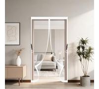 Cortina Mosquitera Magnetica 65 x 75 cm Cierre Automático con Imanes Potentes Resistente a La Rotura Transpirables Cortinas Mosquiteras para Puerta Ventanas, Blanco