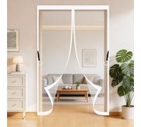 Cortina Mosquitera Magnetica 65 x 75 cm Cierre Automático con Imanes Potentes Resistente a La Rotura Transpirables Puerta Magnética para Puertas Del Balcón, Blanco