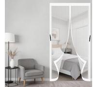 Cortina Mosquitera Magnetica 80 x 185 cm Cierre Automático con Imanes Potentes Resistente a La Rotura Transpirables Puerta de Malla Magnética para Puerta Ventanas, Blanco