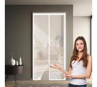 Cortina Mosquitera Magnetica 85 x 125 cm Contra Respirable, con Imanes Mosquitera para Puerta Fácil Instalación, Mantiene El Aire Fresco para Puerta Doble Balcón, Blanco