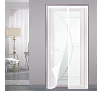 Cortina Mosquitera Magnetica 85 x 155 cm Se Cierra Automáticamente, Fácil Instalación sin Taladrar Cortina Magnética de Puerta a Prueba para Balcón, Cocina, Dormitorio, Blanco