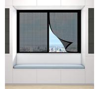 Cortina Mosquitera Magnética 85 x 180 cm Instalar sin Taladrar Mosquitera Autoadhesiva para Ventanas Balcón Patio, Negro