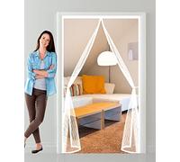 Cortina Mosquitera Magnética 85 x 235 cm Adsorción magnética Plegable Mosquitera Puerta Exterior Magnetica con kit de instalación para Balcón Puerta Corredera Patio, Blanco