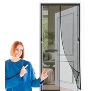 Cortina Mosquitera Magnetica 87 x 167 cm Cierre Automático, sin Taladrar Cortina Mosquitera Exterior Fácil Instalación, Mantiene El Aire Fresco para Puerta Doble Balcón, Negro