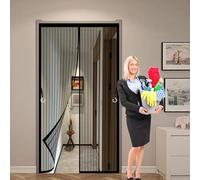 Cortina Mosquitera Magnetica 90 x 110 cm Autosellante, Malla Resistente Mosquitera para Puerta Fácil Instalación con Cinta Mágica para Puertas Exteriores Balcone Patio, Negro