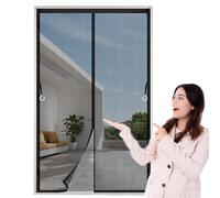 Cortina Mosquitera Magnetica 90 x 165 cm Contra Respirable, con Imanes Mosquiteras Magnéticas Fácil de Instalar, Antimosquitos, Malla Fina para Garaje O Patio, Negro