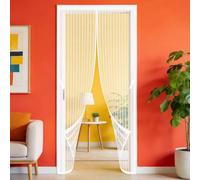 Cortina Mosquitera Magnética 91 x 207 cm Magnético Automático Mosquitera Ventana Magnetica Montaje Sencillo sin Necesidad de Taladrar para Puertas de Patio y Balconeras, Blanco