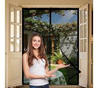 Cortina Mosquitera Magnetica 91 x 252 cm Cierre Automático, sin Taladrar Cortina Mosquitera Magnética Fácil de Instalar, Antimosquitos, Malla Fina para Garaje O Patio, Negro