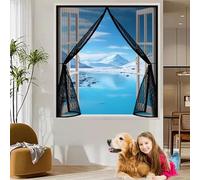 Cortina Mosquitera Magnetica 95 x 140 cm Protección Contra Insectos, Malla Fina, Mantiene El Aire Fresco, Cortina Termica Ventana para Puerta de Balcón, Puerta de Patio, Negro