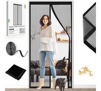 Cortina mosquitera magnética para puerta, 80 x 200 cm, para puertas con potentes imanes y cinta mágica de marco completo, redes para puertas sin taladrar