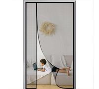 Cortina Mosquitera Magnética para Puertas 165x205cm Puerta Apertura Lateral Puerta Magnética Antimosquitos Adsorción Dejar Pasar El Aire Fresco Negro
