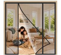 Cortina Mosquitera Magnética para Puertas Dobles Negro 160x205cm Instalación sin taladrar con cinta adhesiva de alta resistencia, lista en minutos para Solución elegante separar ambientes interiores