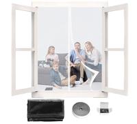 Cortina Mosquitera Magnetica para Ventanas 107 x 117 cm sin Taladrar Mosquitera Autoadhesiva Protección Contra Mosquitos para Ventanas de Diferentes Tamaños, Blanco