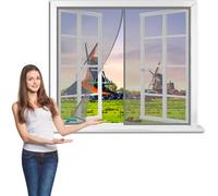 Cortina mosquitera magnética para Ventanas 125 x 125 cm malla de fácil instalación para mantener los espacios interiores ventilados y libres de insectos.【Gris】