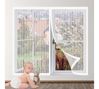 Cortina Mosquitera Magnetica para Ventanas 157 x 115 cm sin Taladrar Cortina Magnética Pegado Entre Aire Fresco, Mantiene Insectos para Balcones, Puertas y Ventanas, Blanco