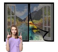 Cortina Mosquitera Magnetica Ventana 147 x 125 cm sin Taladrar Malla Mosquiteras para Ventanas Cierre Automático Iman Fuertes para Balcones, Puertas y Ventanas, Negro