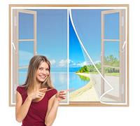 Cortina Mosquitera Magntica para Ventanas 165x155 cm Mosquitera Ventanas Magnetica Manos libres, protección óptima contra moscas e insectos Blanco Z