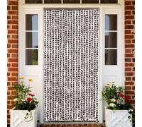 Cortina mosquitera marrón y blanca de chenilla de 90 x 200 cm - Mosquitera de felpilla suave para puerta, casa y caravana, silenciosa, fácil de limpiar, proporciona privacidad