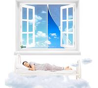 Cortina Mosquitera para Cortinas 110 x 110 cm Mosquiteras Enrollables Permite Entrada Aire Fresco Sin Huecos para Cortina de la Puerta【Blanco】