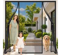 Cortina Mosquitera para Puertas de Terraza 190x220cm Sin taladrar, sin herramientas, instalación en minutos para puertas dobles Solución elegante separar ambientes interiores y exteriores Negro