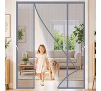 Cortina Mosquitera para Puertas de Terraza 340x230cm Fácil de plegar y guardar cuando no se utiliza para Sala Estar y Dormitorio Principal Gris