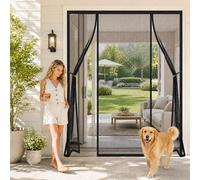 Cortina Mosquitera para Puertas de Terraza Negro 150x205cm Ideal para familias con niños y mascotas por su paso cómodo y seguro Sala de Estar Dormitorio Principal