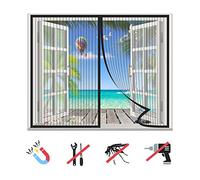 Cortina Mosquitera para Puertas, Mosquiteras Magnética Anti Insectos, Cierre Automático Cortina de Malla, Manos Libres, para Puerta Ventana-Black-A|| 57x57inch(145x145cm)