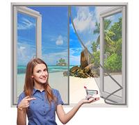 Cortina Mosquitera para Ventanas, 210x140 cm Mosquiteras a Medida Pegado sin Taladrar Mantiene Insectos afuera para Ventanas Correderas- Gris H