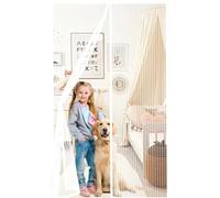 Cortina Mosquitera Puerta 100x186cm(AnchoxAlto) Varios Tallas, Cierre Automático Cortina Puerta Magnetica Imantada Imán sin Necesidad de Taladrar para Balcon Patio Corredera, Blanco
