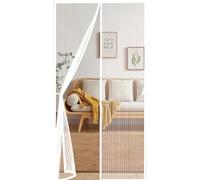 Cortina Mosquitera Puerta 103 x 195 cm Anti-Insectos, Mantiene El Aire Fresco Cortina Puerta Magnetica Imantada Imán sin Necesidad de Taladrar para Balcon Patio Corredera, Blanco